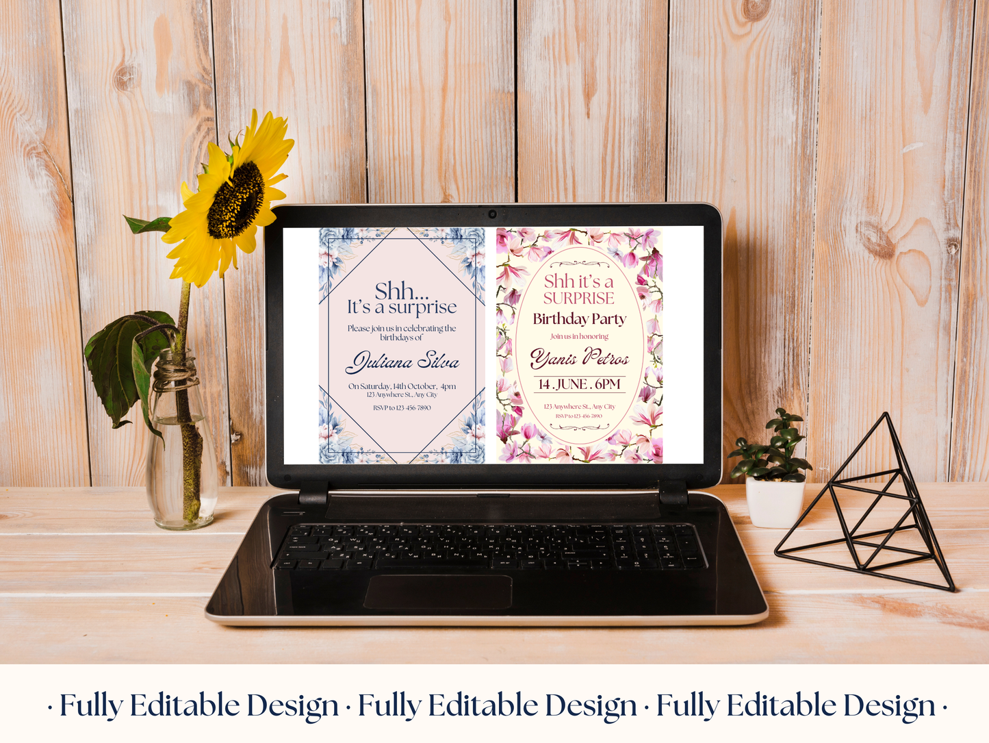 Surprise Birthday Party Invitation Templates Canva Editable Floral Party Invitation Happy Birthday Celebration Party Invitation Templates