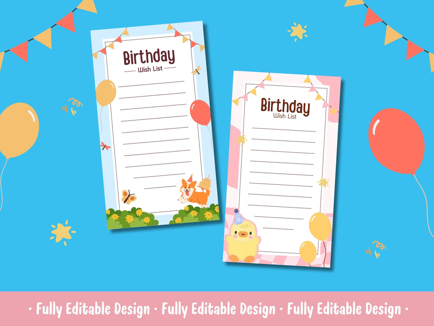 Cute Happy Birthday Wish List Templates Canva Editable Kids Happy Birthday Planner Templates Happy Birthday Gifts List Templates