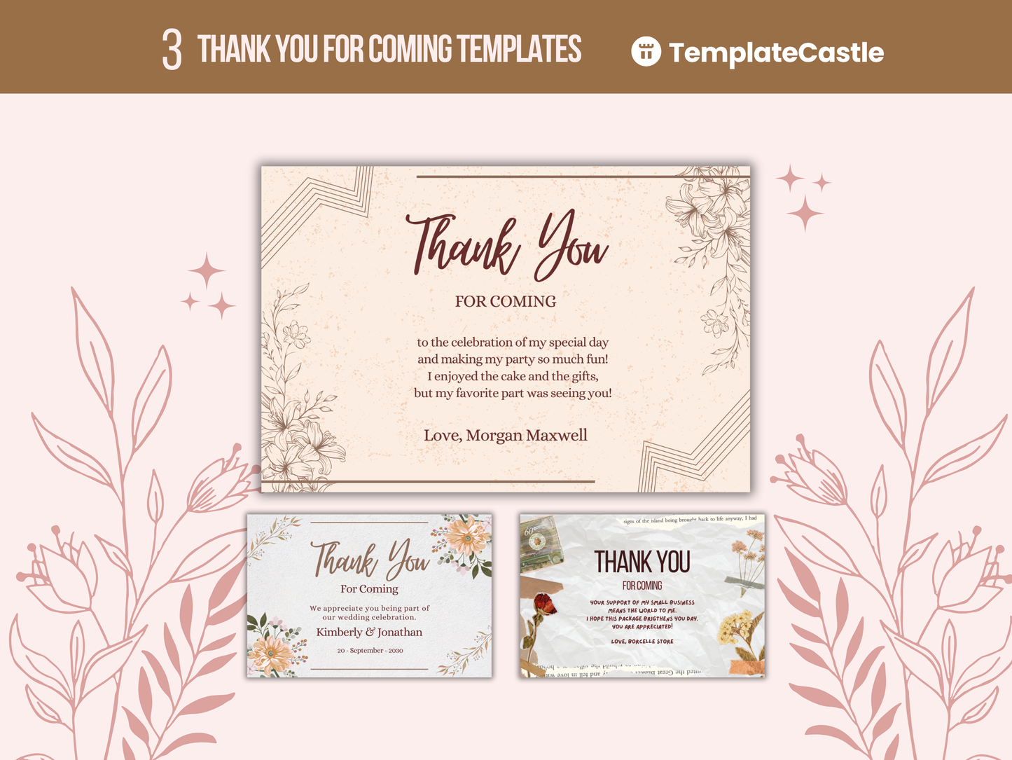 Thank You for Coming Templates Canva Editable Thank You Templates Printable Thank You Cards Instant Download Templates