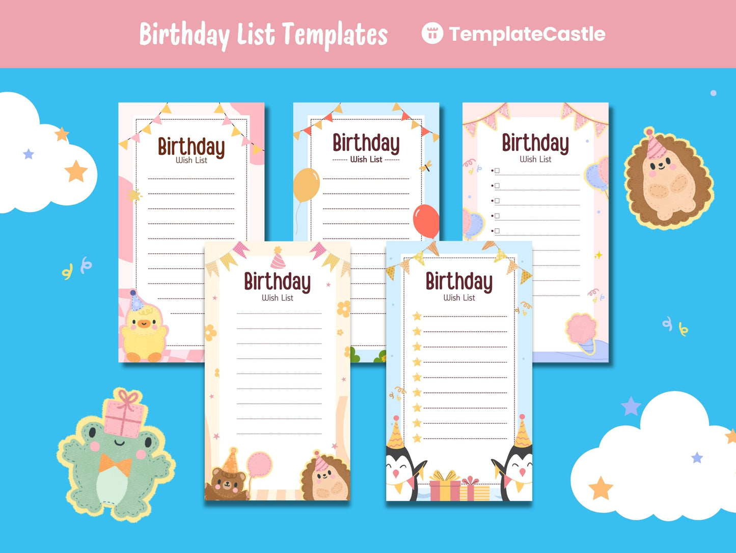 Cute Happy Birthday Wish List Templates Canva Editable Kids Happy Birthday Planner Templates Happy Birthday Gifts List Templates