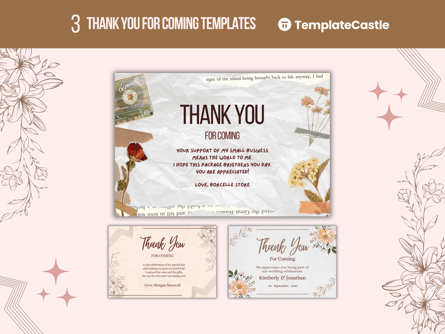 Thank You for Coming Templates Canva Editable Thank You Templates Printable Thank You Cards Instant Download Templates