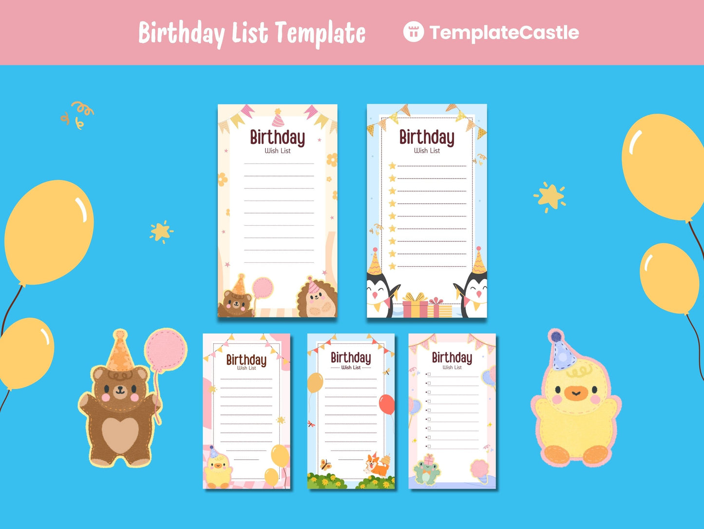 Cute Happy Birthday Wish List Templates Canva Editable Kids Happy Birthday Planner Templates Happy Birthday Gifts List Templates