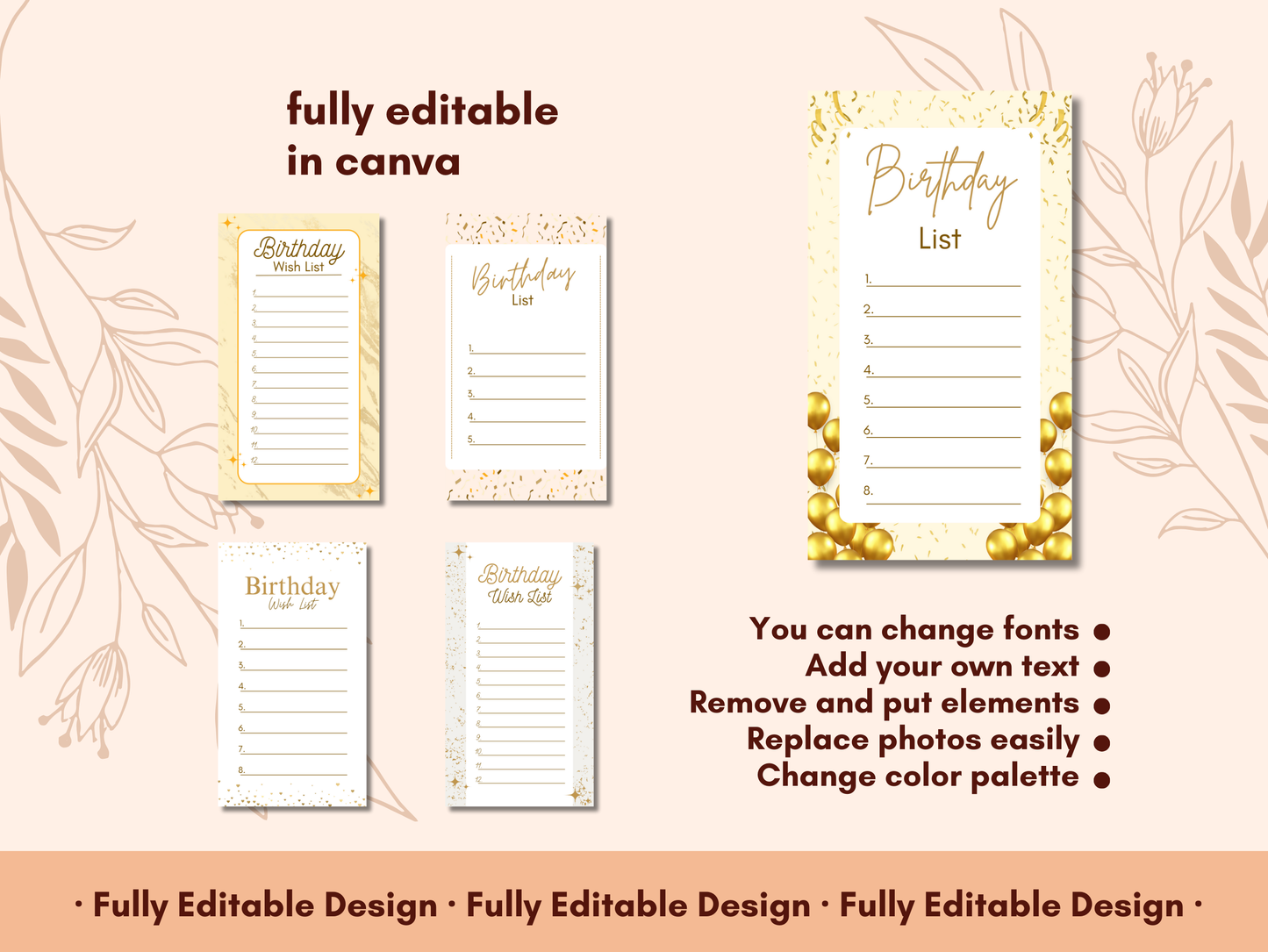 Happy Birthday List Templates Canva Editable Birthday Celebration Templates Birthday Wish List Gifts List Birthday Celebration Planner