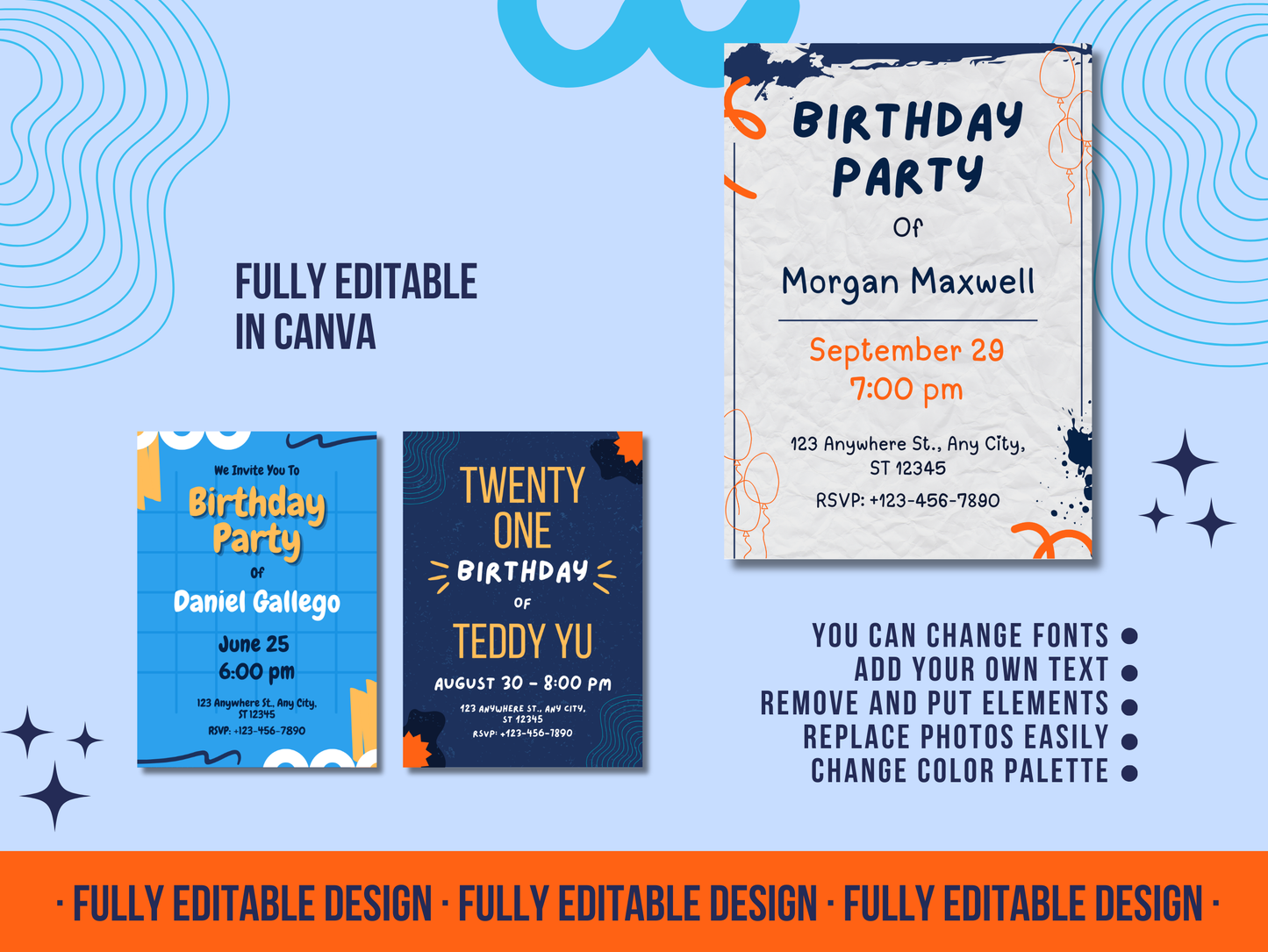 happy Birthday Invitation Templates Canva Editable Birthday Celebration Templates Printable Happy Birthday Party Invites Templates