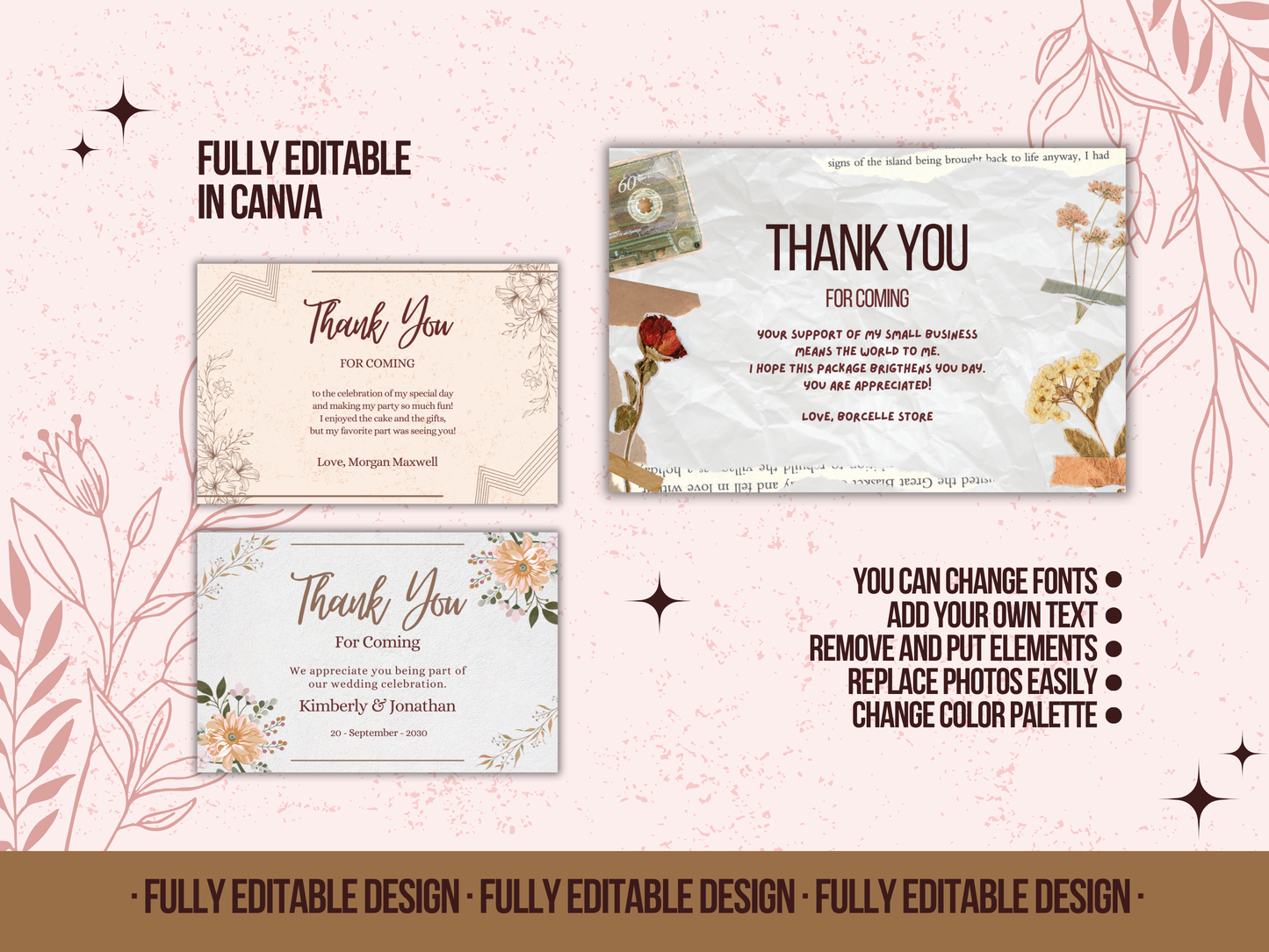 Thank You for Coming Templates Canva Editable Thank You Templates Printable Thank You Cards Instant Download Templates