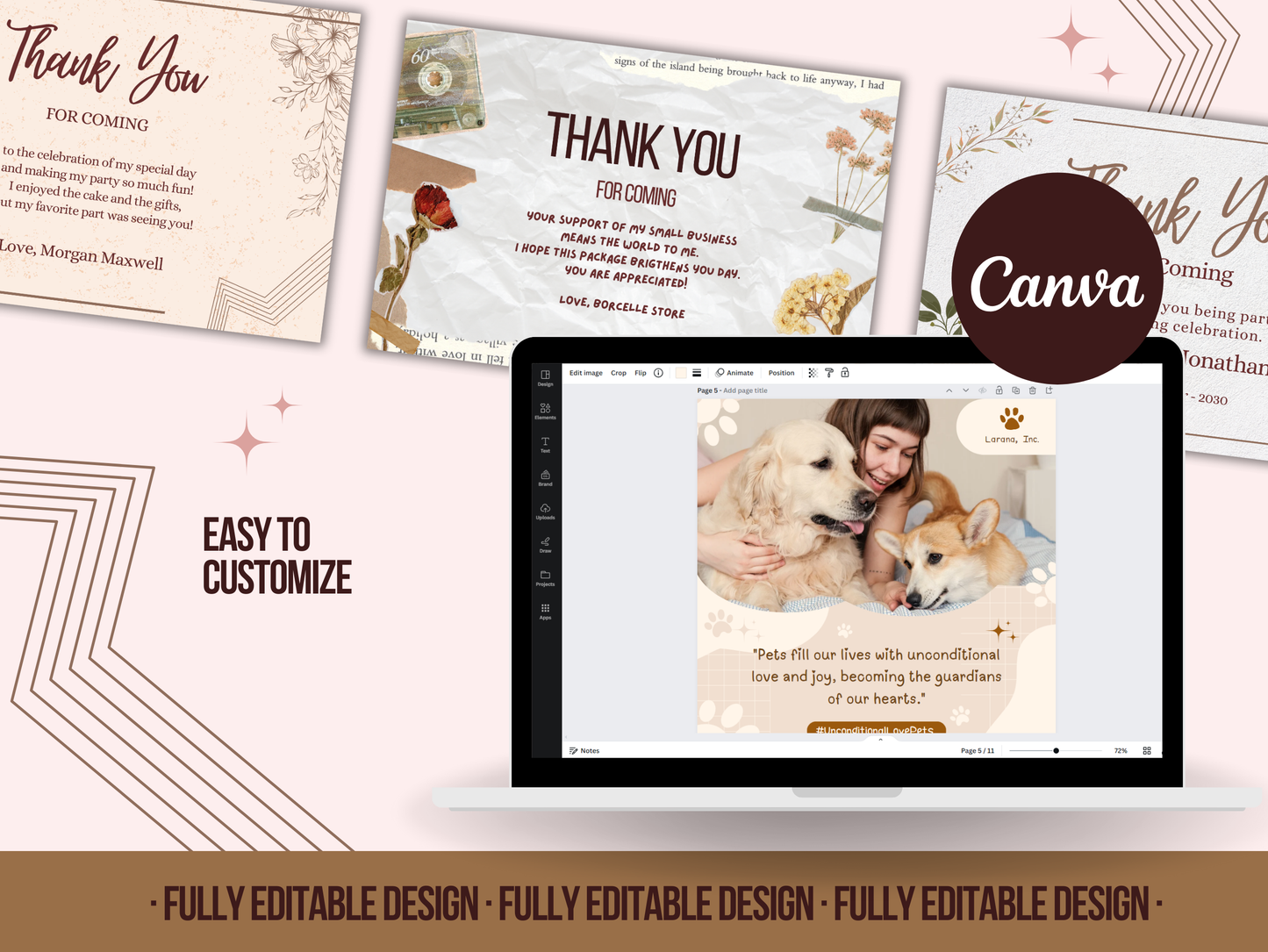 Thank You for Coming Templates Canva Editable Thank You Templates Printable Thank You Cards Instant Download Templates