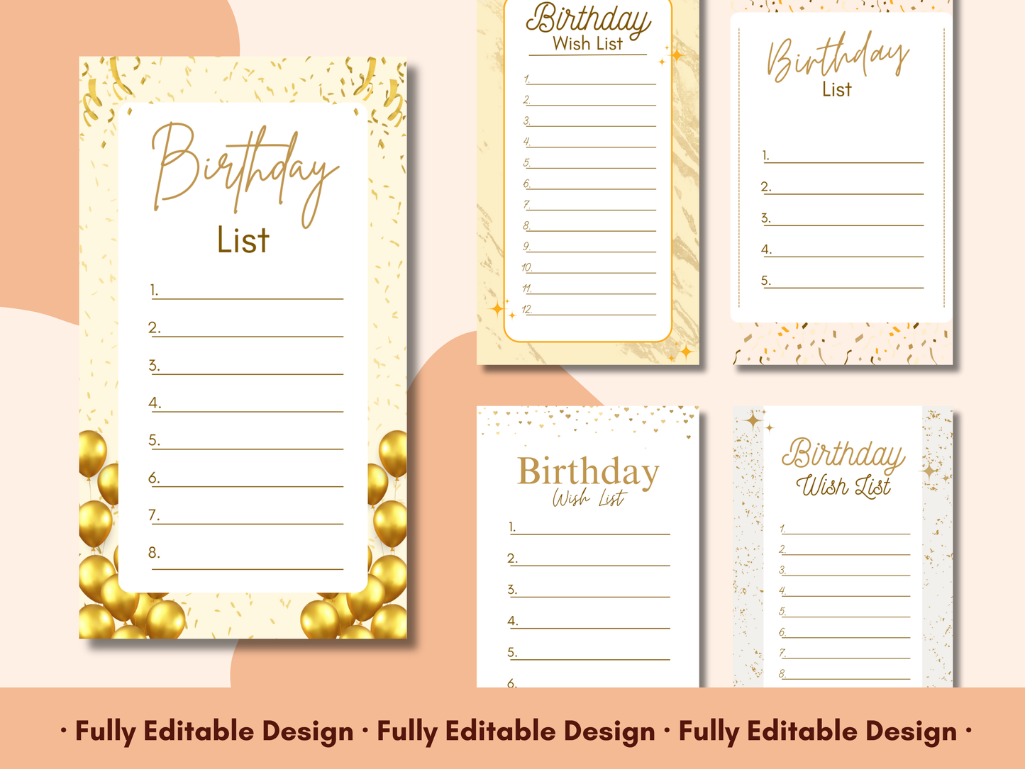 Happy Birthday List Templates Canva Editable Birthday Celebration Templates Birthday Wish List Gifts List Birthday Celebration Planner