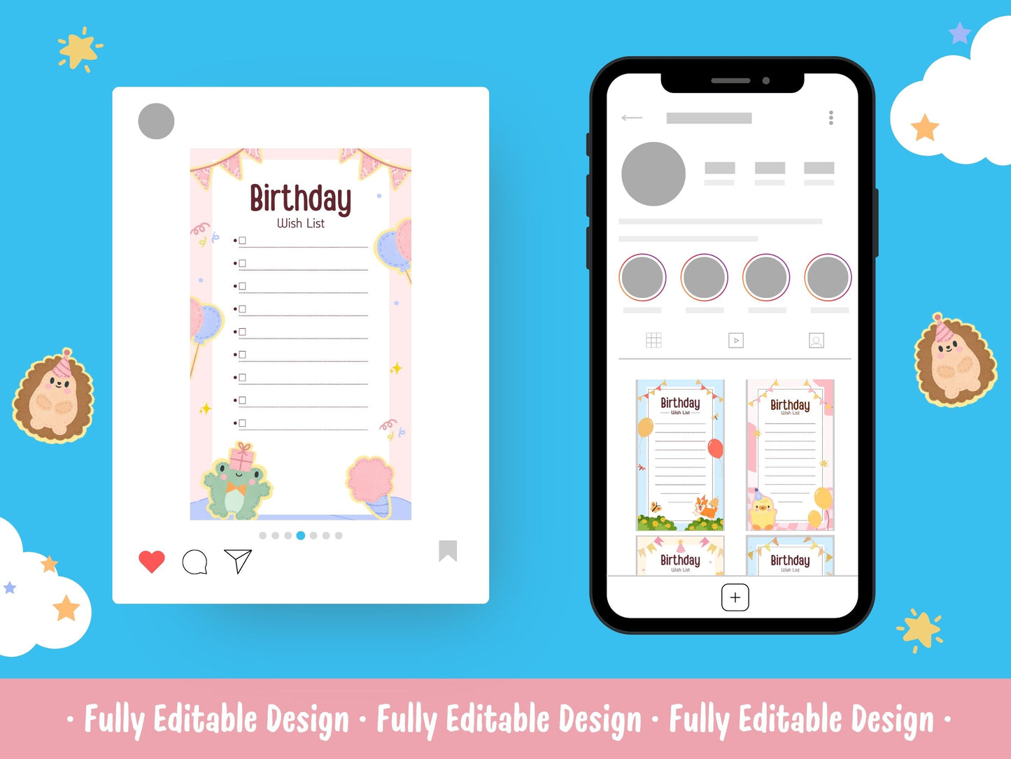 Cute Happy Birthday Wish List Templates Canva Editable Kids Happy Birthday Planner Templates Happy Birthday Gifts List Templates
