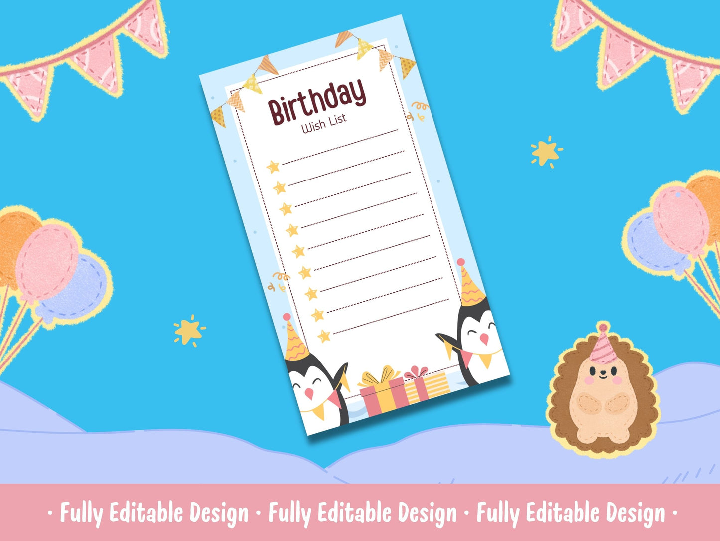 Cute Happy Birthday Wish List Templates Canva Editable Kids Happy Birthday Planner Templates Happy Birthday Gifts List Templates