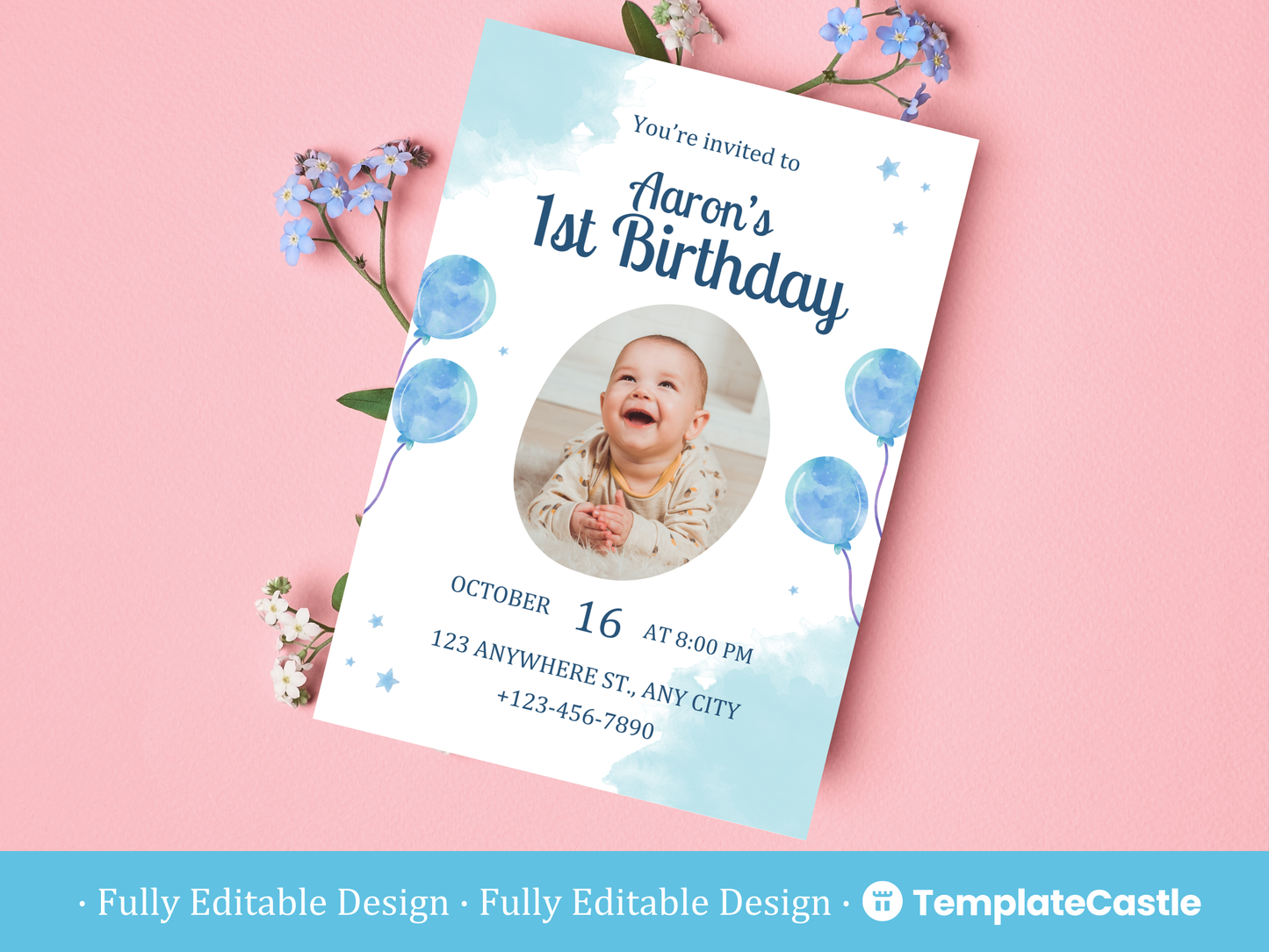 1st Birthday Invitations Templates Canva Editable First Birthday Invites Templates Happy Birthday Celebration Event Invitations