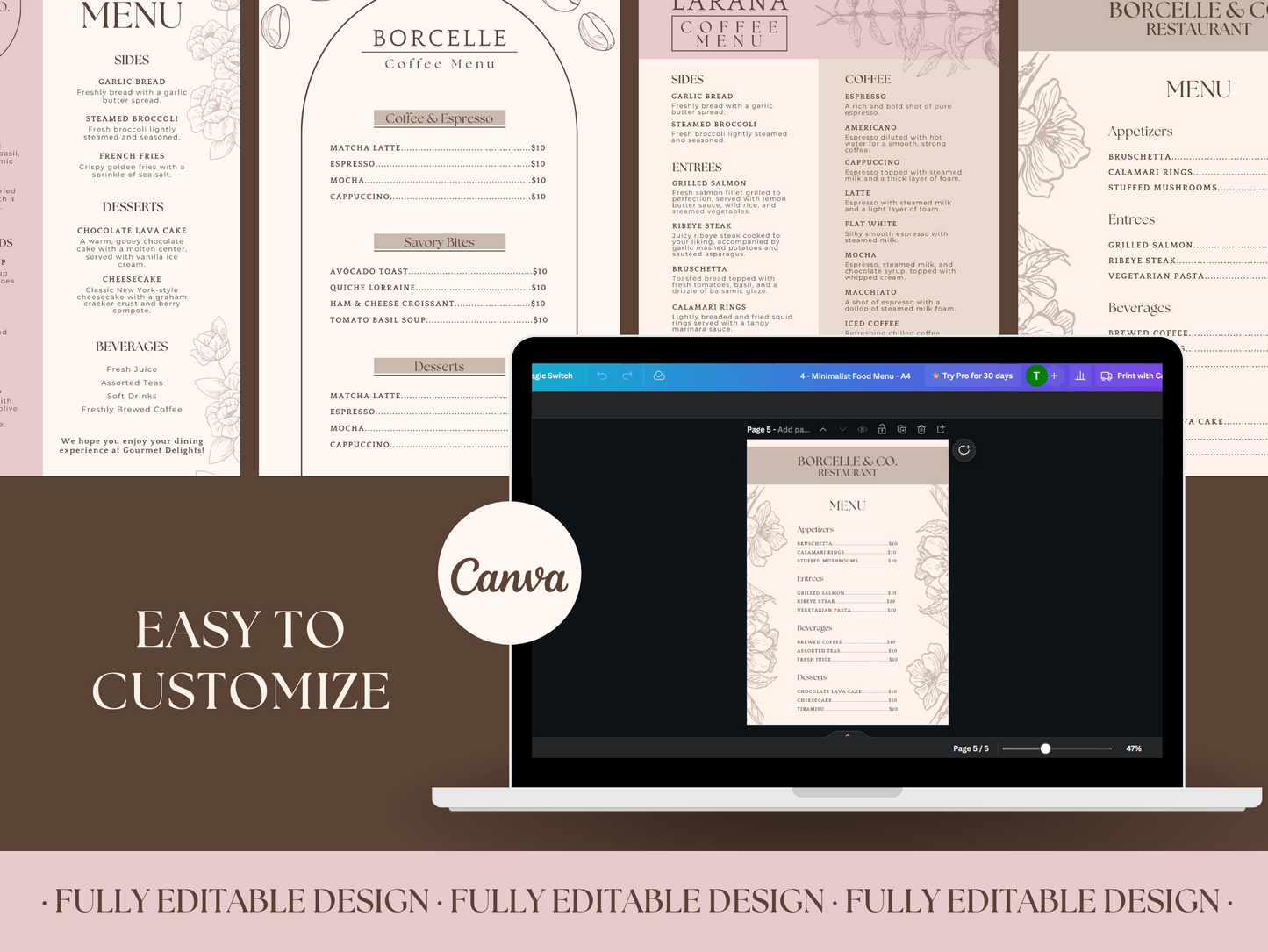 4 Elegant Menu Restaurant Templates Canva Editable Menu Templates Minimalist Restaurants Menu Delicious Food