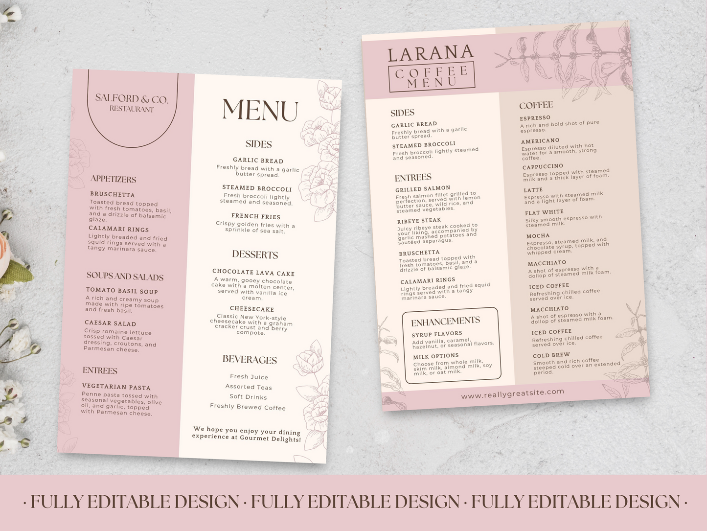 4 Elegant Menu Restaurant Templates Canva Editable Menu Templates Minimalist Restaurants Menu Delicious Food