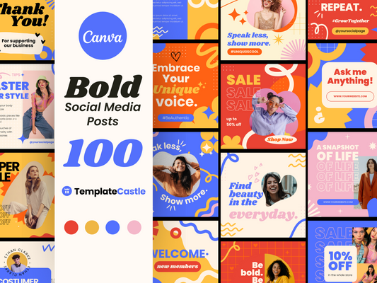 100 Instagram Templates for Business - Canva Templates - Posts & Stories - Social Media - Blogger