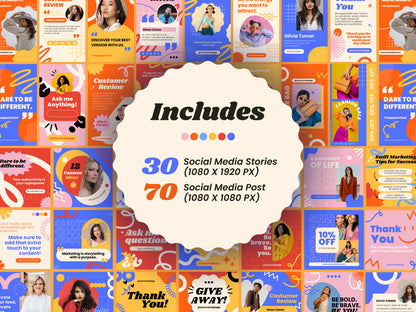 100 Instagram Templates for Business - Canva Templates - Posts & Stories - Social Media - Blogger