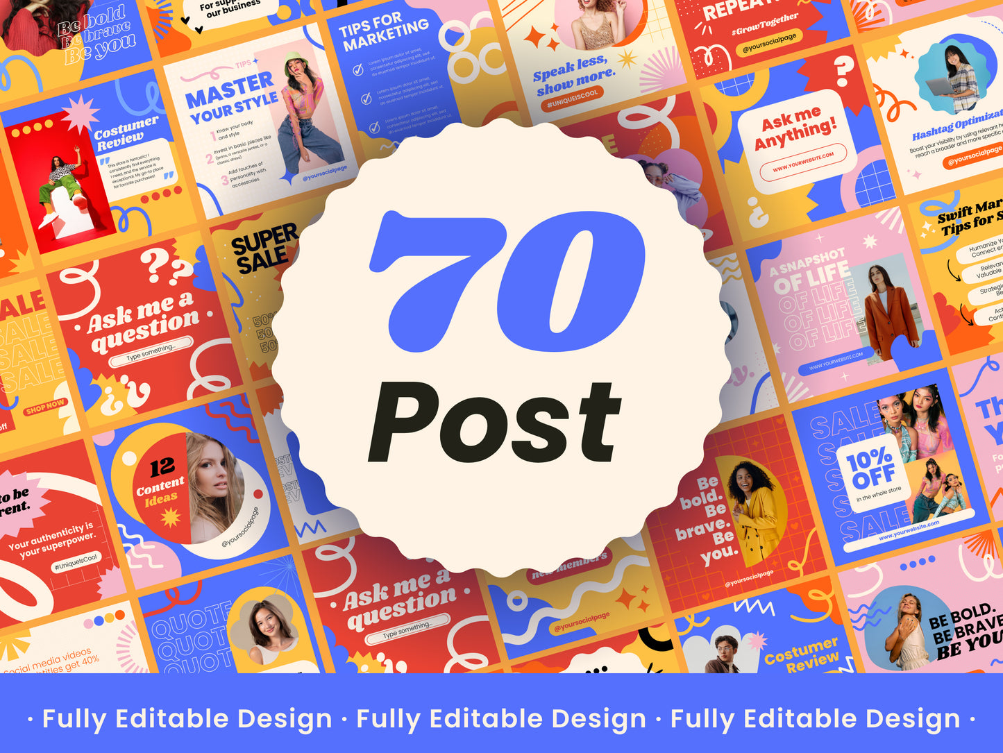 100 Instagram Templates for Business - Canva Templates - Posts & Stories - Social Media - Blogger