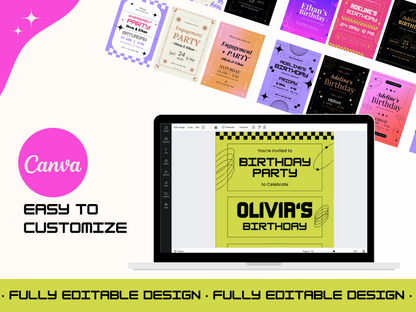 90 invitations in different styles - Canva Templates - Birthday, Festivals, Exhibitions, Parties