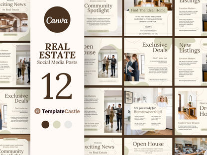 12 Real Estate Templates Set Social Media Realtor Instagram Posts