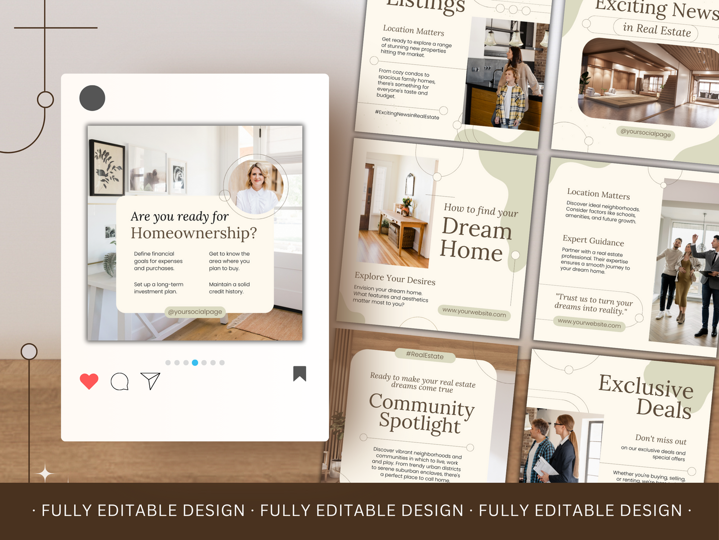 12 Real Estate Templates Set Social Media Realtor Instagram Posts