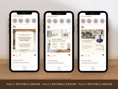 12 Real Estate Templates Set Social Media Realtor Instagram Posts