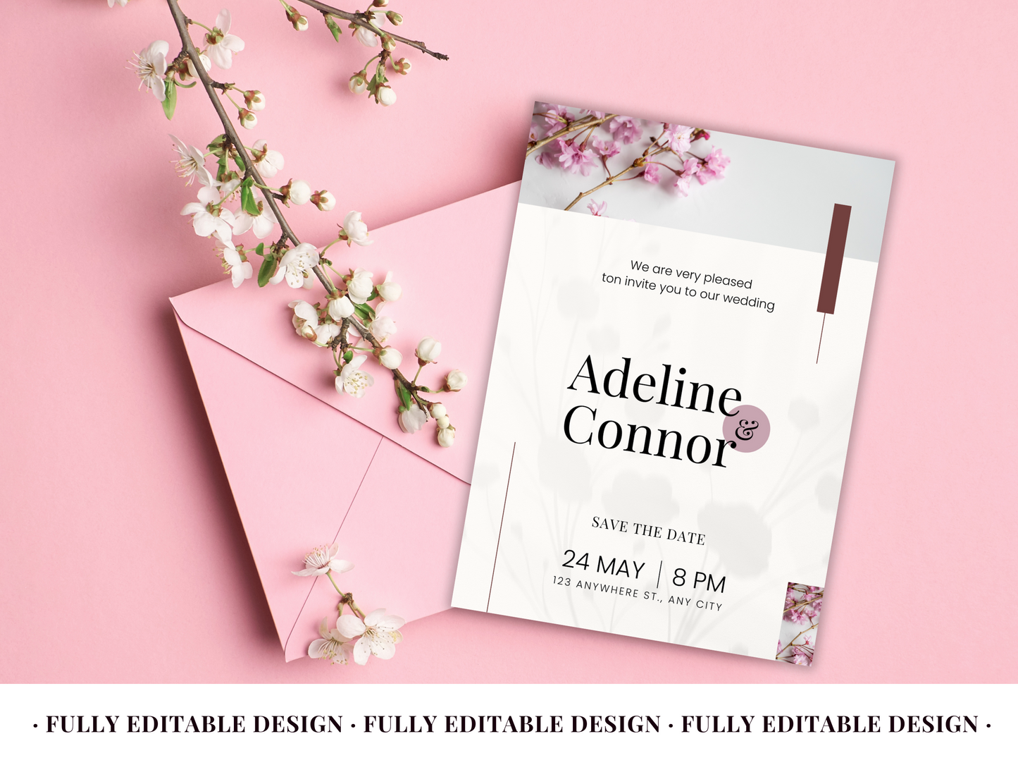 Floral Wedding Invitation Set - Minimalist And Elegant Canva Template for Modern Couples