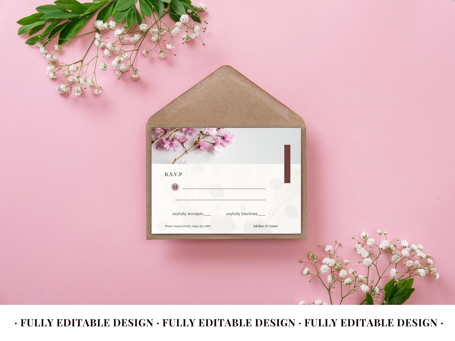 Floral Wedding Invitation Set - Minimalist And Elegant Canva Template for Modern Couples