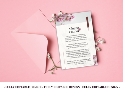 Floral Wedding Invitation Set - Minimalist And Elegant Canva Template for Modern Couples