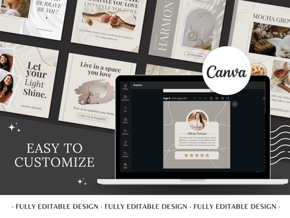 100 Aesthetic Social Media Canva Carousel Templates - Modern Minimalist Posts for Lifestyle & Home Decor