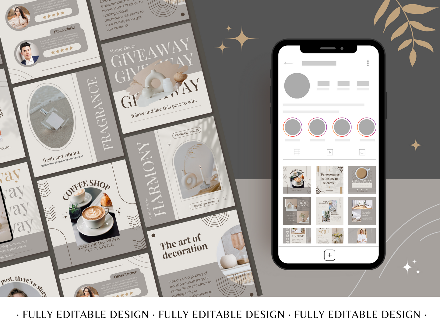 100 Aesthetic Social Media Canva Carousel Templates - Modern Minimalist Posts for Lifestyle & Home Decor