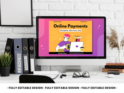 Online Payments Canva Template - Engaging Financial Service E-commerce Editable Design