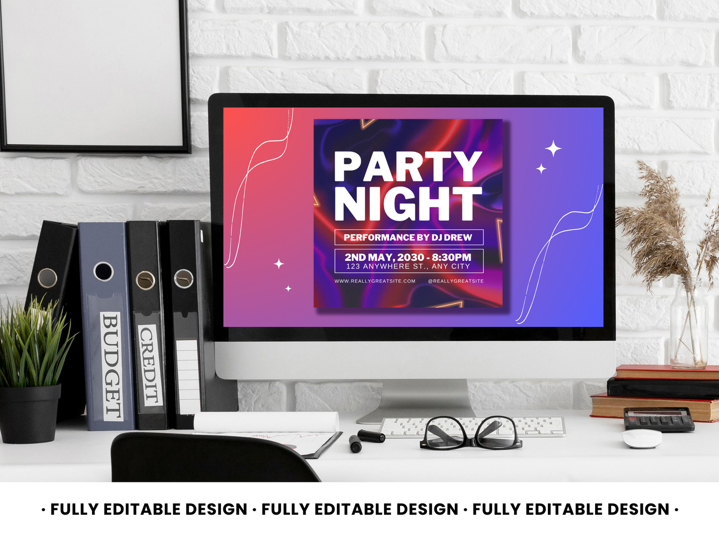 Party Night Social Media Canva Post Template - Fully Editable, Perfect for Event Announcements