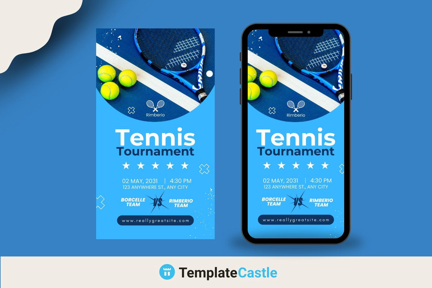 Tennis Tournament Canva Template - Vibrant Sports Event Flyer Design