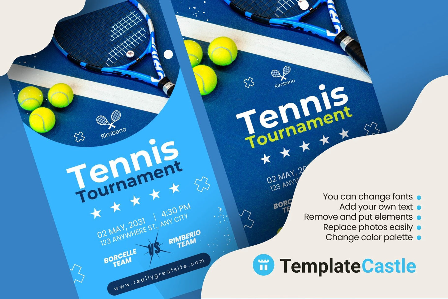 Tennis Tournament Canva Template - Vibrant Sports Event Flyer Design