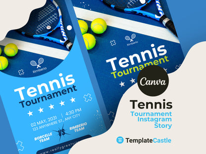 Tennis Tournament Canva Template - Vibrant Sports Event Flyer Design