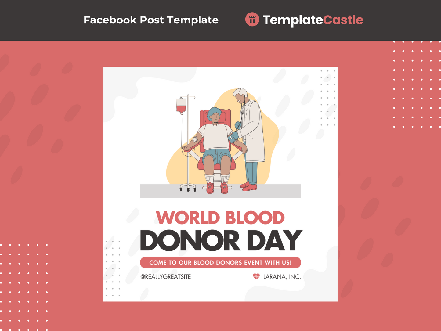 World Blood Donor Day Canva Template - Customizable Event Invitation for Community Blood Donation Drive