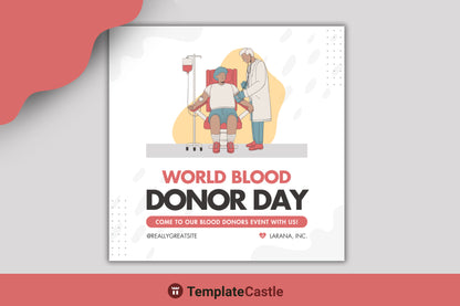 World Blood Donor Day Canva Template - Customizable Event Invitation for Community Blood Donation Drive