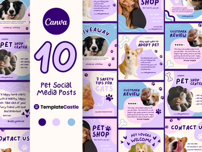 10 Editable Pet Shop Social Media Canva Templates - Engaging & Customizable Posts for Pet Businesses