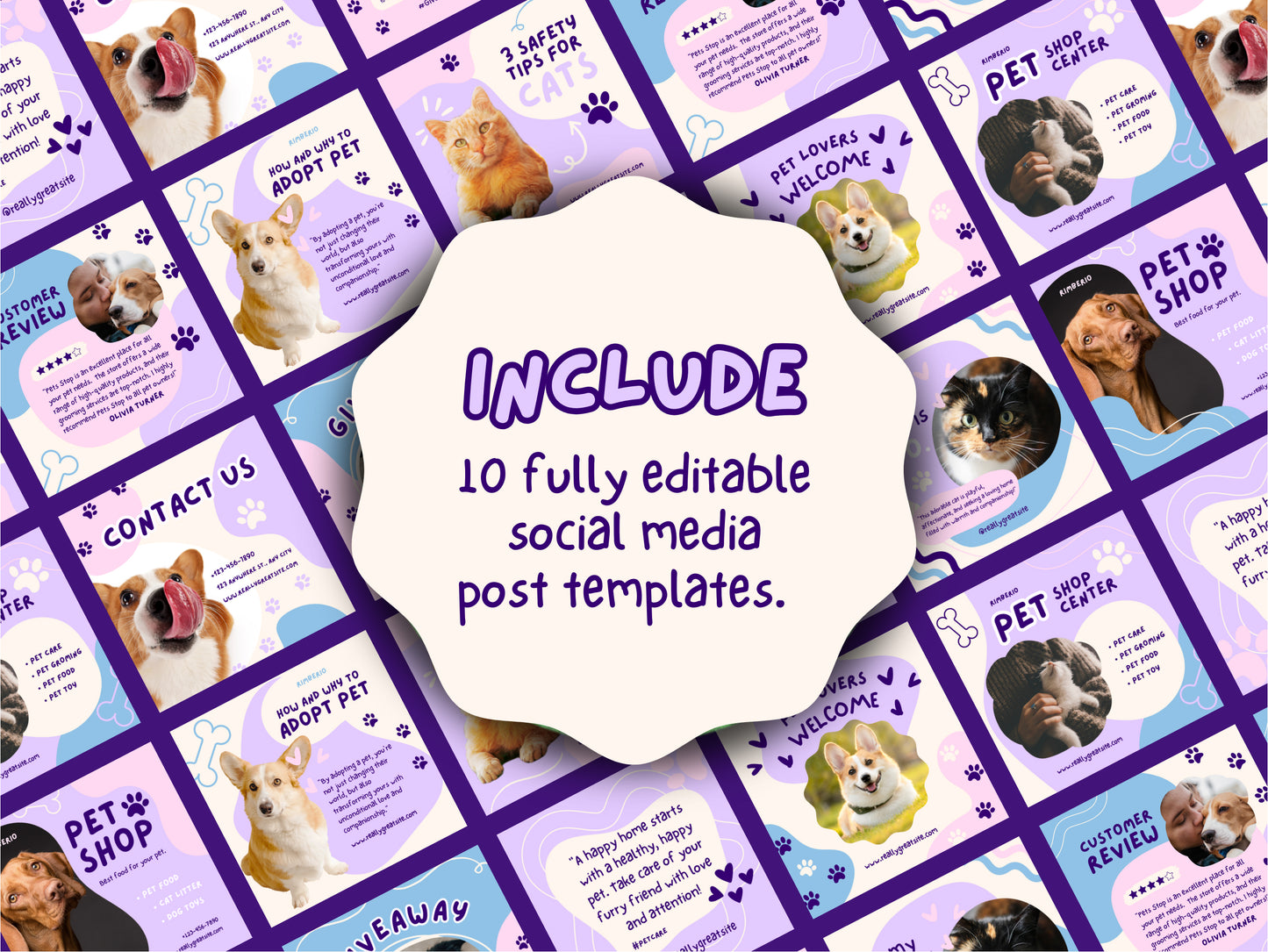 10 Editable Pet Shop Social Media Canva Templates - Engaging & Customizable Posts for Pet Businesses