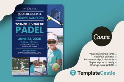 Youth Padel Tournament Canva Flyer - Exciting Sports Event Template for Kids