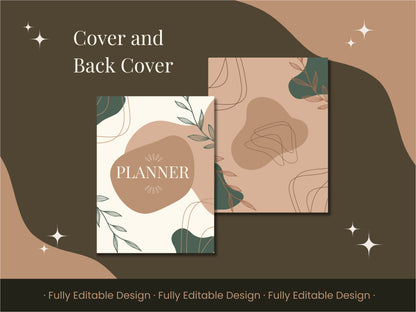 Botanical Elegance Fully Editable Planner Template Pack for Canva - Daily, Weekly, Monthly Layouts