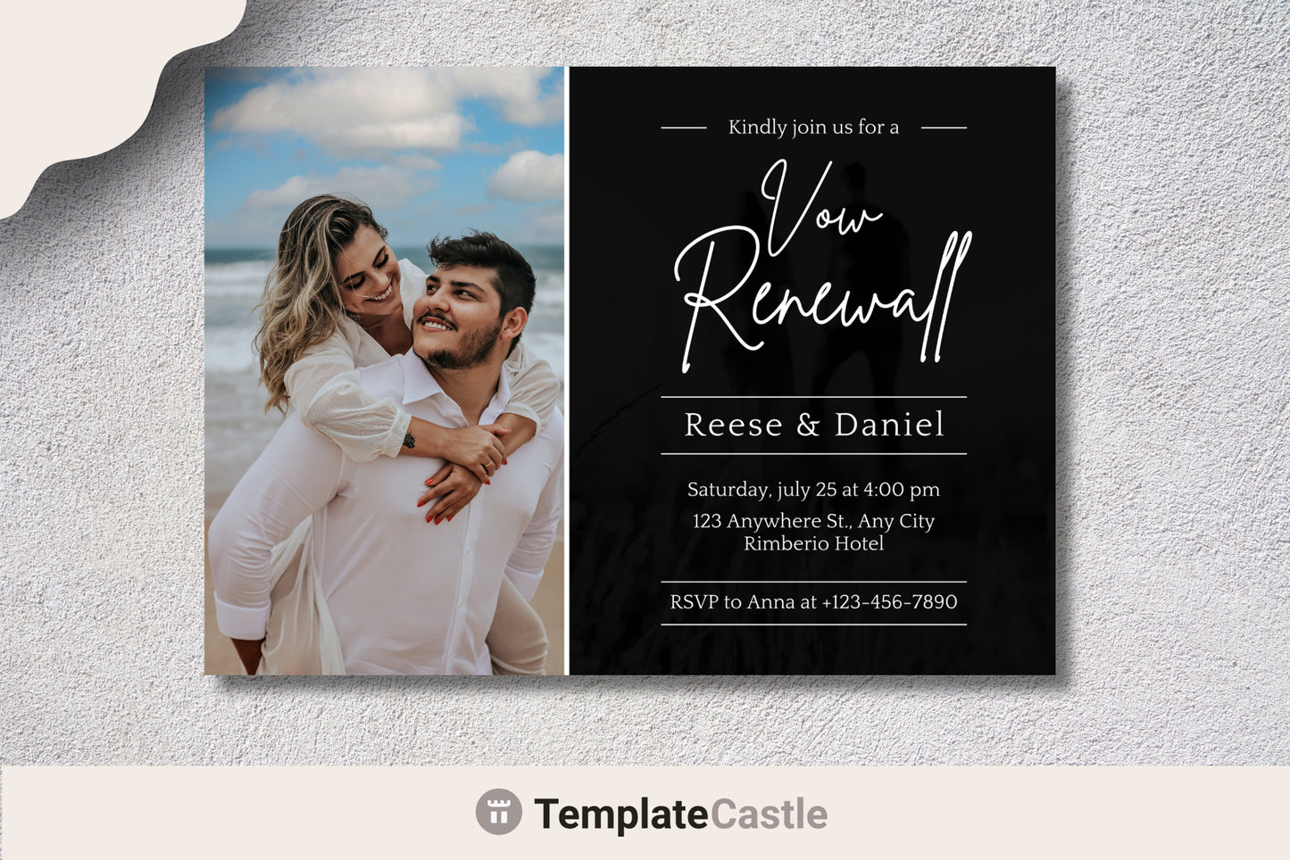 Vow Renewal Elegance - Contemporary Photo Canva Template for Reese & Daniel - Customizable Invitation Design