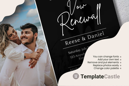 Vow Renewal Elegance - Contemporary Photo Canva Template for Reese & Daniel - Customizable Invitation Design