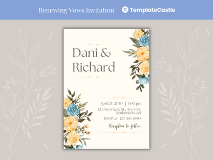 Elegant Floral Canva Wedding Invitation Template - Customizable Design for Dani and Richard