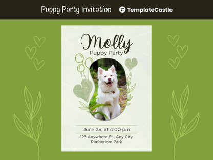 Joyful Puppy Party Invitation - Customizable Canva Template