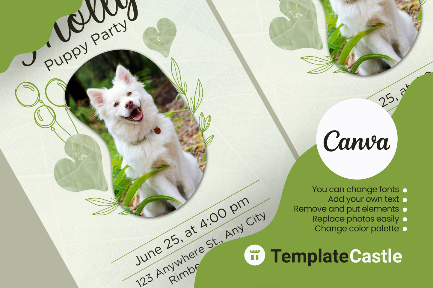 Joyful Puppy Party Invitation - Customizable Canva Template