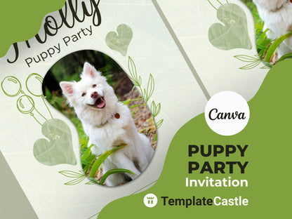 Joyful Puppy Party Invitation - Customizable Canva Template