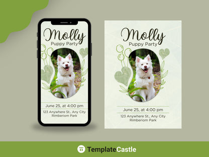 Joyful Puppy Party Invitation - Customizable Canva Template