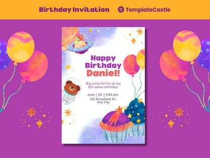 Out-of-This-World Space-Themed Canva Birthday Invitation for Kids