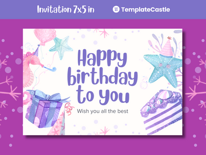 Whimsical Underwater-Themed Canva Birthday Card Template