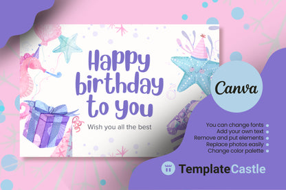 Whimsical Underwater-Themed Canva Birthday Card Template