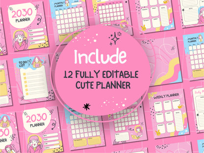 Whimsical Characters Planner Canva Template Pack - 12 Sheets